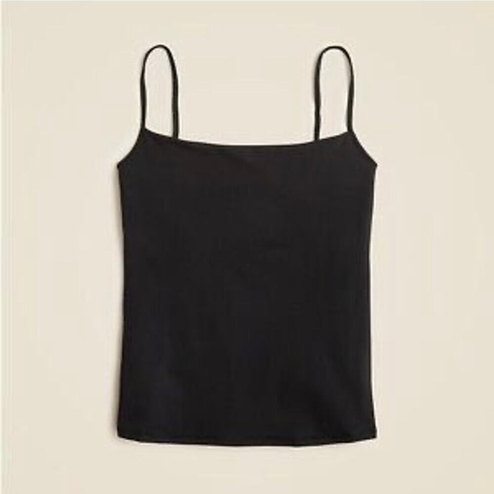 NWT J.Crew Stretch Cotton Shelf Bra Adjustable Strap Tank Top Black Size Small
